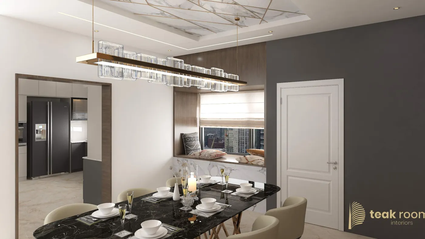 Elegant dining room interior design in Kerala