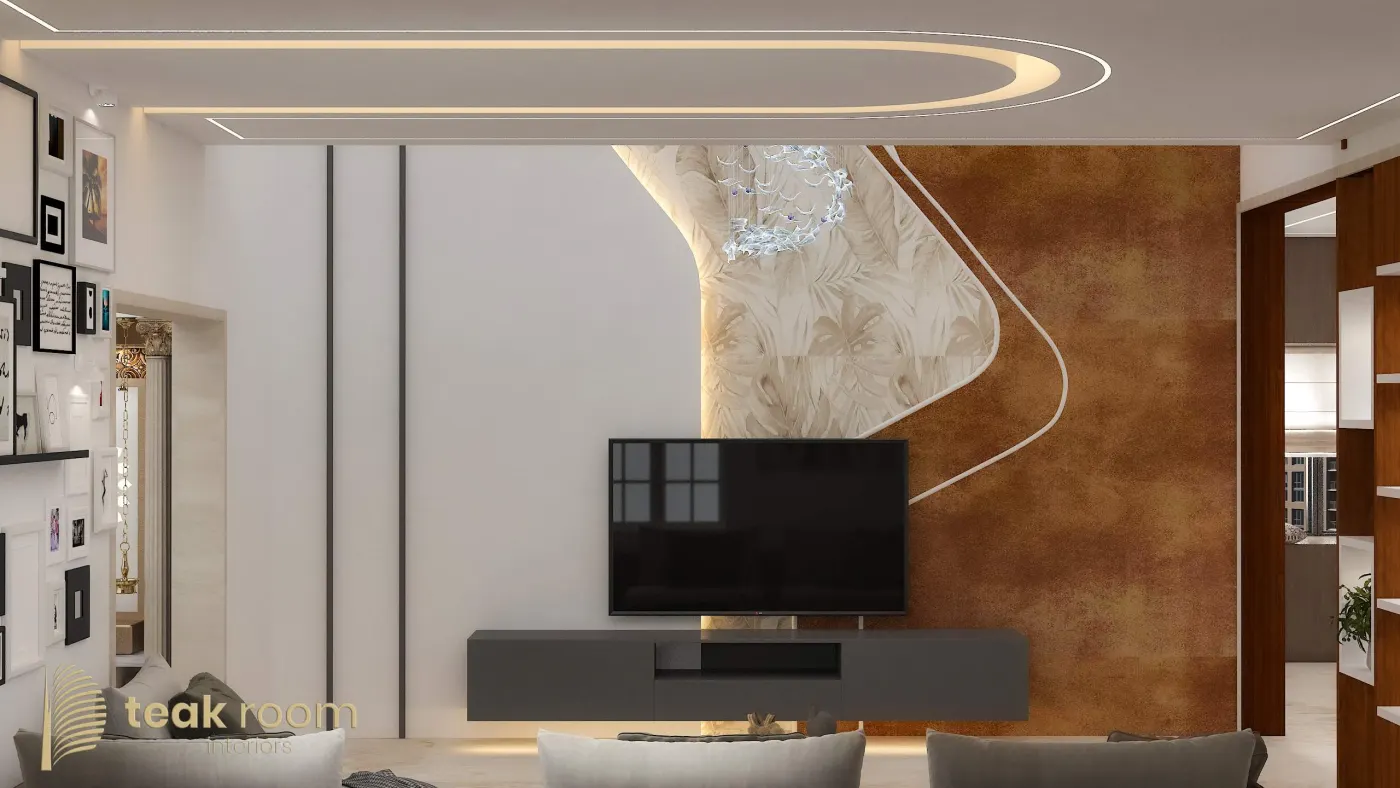 Custom TV unit in teak by Teak Room Interiors